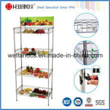 Supermáquina Loja Metal Fruit Vegetable Display Rack com Cesta, Aprovação NSF